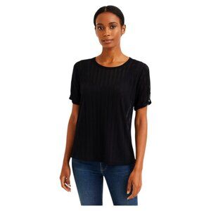 Hamnett Active London Made in Italy Semi Sheer Burnout Short Sleeve Top